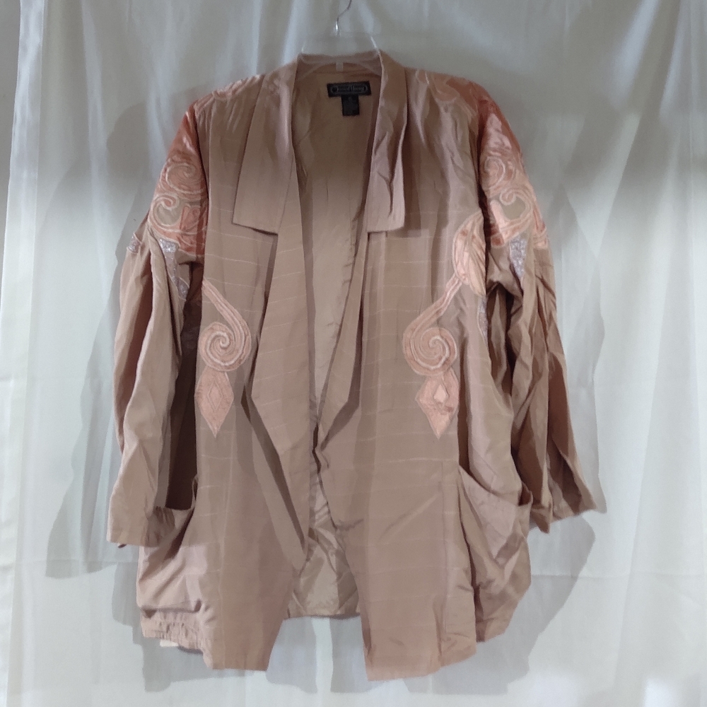 Jessica Young Women's Light Pumpkin Embroidered Oversized Blazer Size M